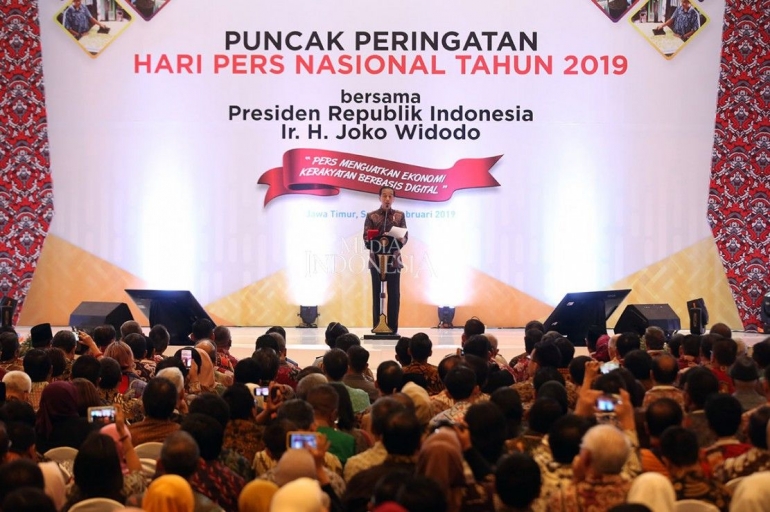 Presiden Jokowi pada Puncak Peringatan Hari Pers Nasional 2019 (Foto: Suaramerdeka.com)