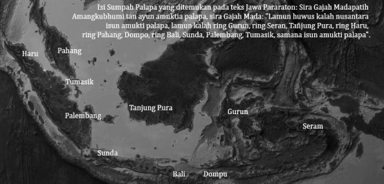 peta nusantara beserta nama-nama wilayah yang disebut Patih Gajah Mada dalam sumpa palapa. Dokpri