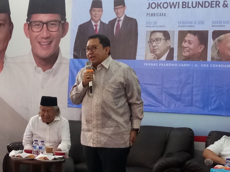 Fadli Zon saat jadi pembicara di diskusi Seknas Prabowo - dokpri