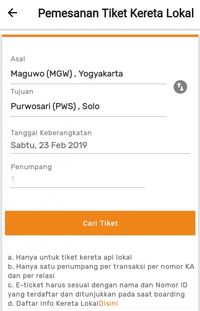 pemesanan tiket KA lokal prambanan pemesanan tiket KA lokal prambanan