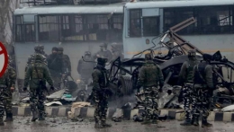 Serangan yang menewaskan 42 tentara India yang sedang konvoi di wilayah Kashmir.Sumber: ANI