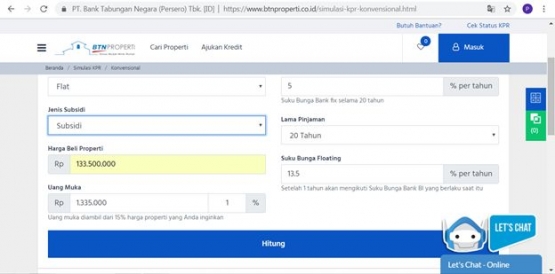 Simulasi KPR Konvensional (Sumber gambar : btnproperti.co.id)