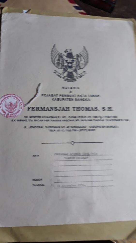 Akta notaris pendirian Komunitas Laskar Sekaban (dok ls)