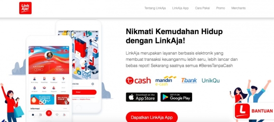 Website LinkAja telah diluncurkan (linkaja.id).