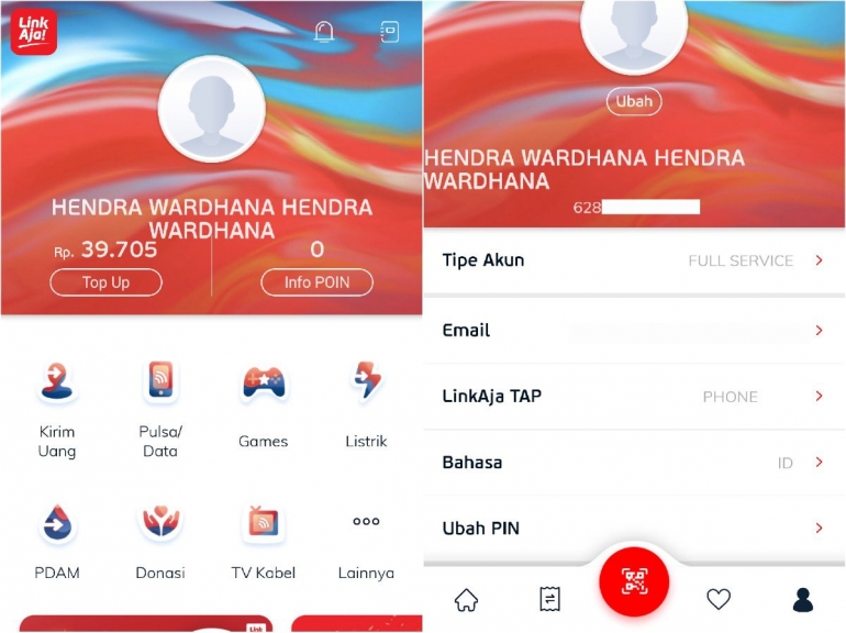 Tampilan muka LinkAja. Akun dan saldo TCash saya otomatis dipindahkan ke LinkAja (dok. pri).