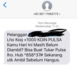 Tangkapan layar promo lewat SMS (dokpri)