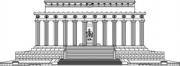 Patung Abraham Lincoln di tengah-tengah 36 kolom orde Doric Yunani | enchantedlearning.com 