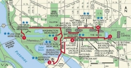 (www.angrywood.com) Lokasi antara Lincoln Memorial dengan Jefferson Memorial yang berhadapan dan dipisahkan oleh taman dan Danau Tidal Basin