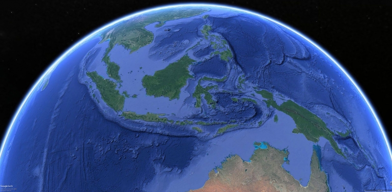 Kawasan Nusantara terlihat pada bola Bumi (Dokpri)