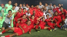 Momen Perayaan Timnas Indonesia U-22. (Bola.com)