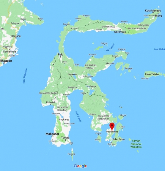 Lokasi Pulau Muna (Sumber: google maps).