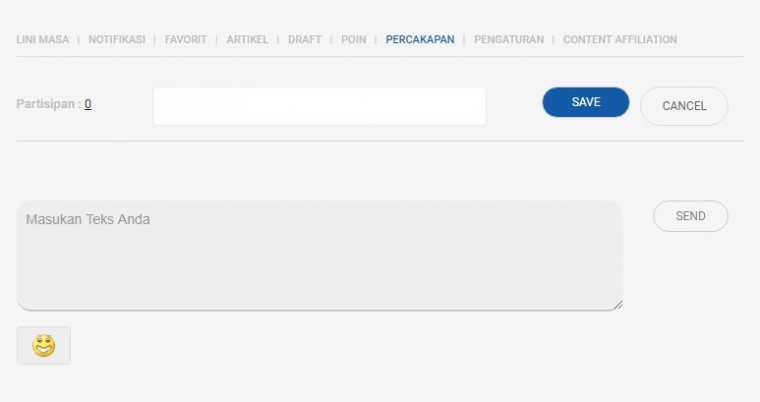 Fitur Percakapan di halaman profil (Kompasiana)
