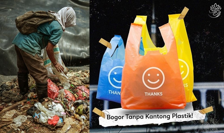 Pemulung sampah dan kantong plastik. (Sumber: Djarum Foundation dan IG @siapdarling.