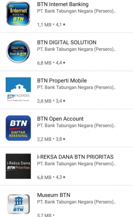 Beberapa Layanan Aplikasi Digital BTN. Dok. Pribadi