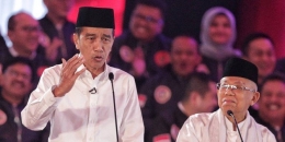 Jokowi-Ma'ruf saat debat pertama Pilpres 2019 (Liputan6.com / Faizal Fanani)