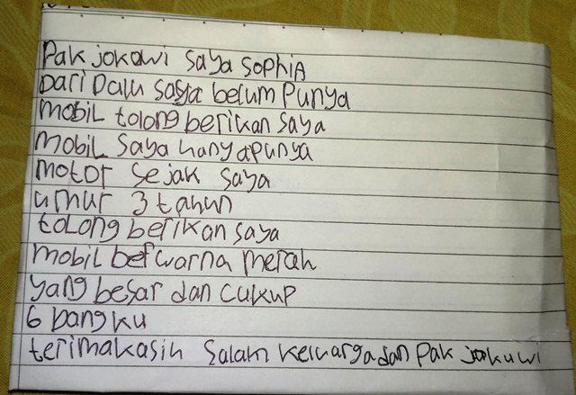 Surat Sophia (Dok Pribadi)