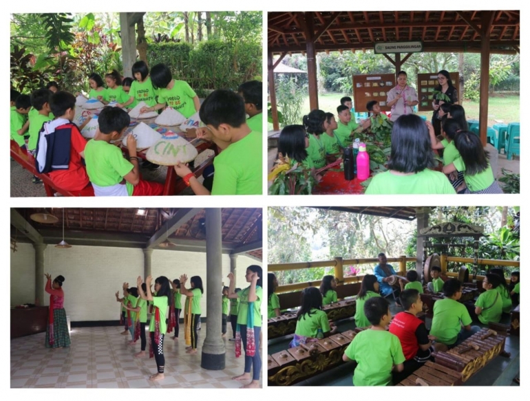 Beberapa kegiatan siswa kelas 5 SD Tarakanita 4 Jakarta di Kampoeng Wisata Cinangneng