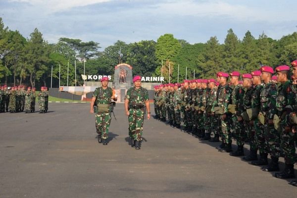 Wadan Pasmar 1 Kolonel Mar M. Nadir melaksanakan Inspeksi Pasukan (Dokpri)