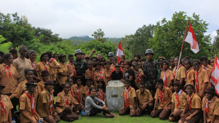 Satgas Yonif Raider 408/SBH Ekpedisi Bersama Pramuka