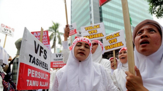 Unjuk rasa rekam biometrik. Foto | Tirto