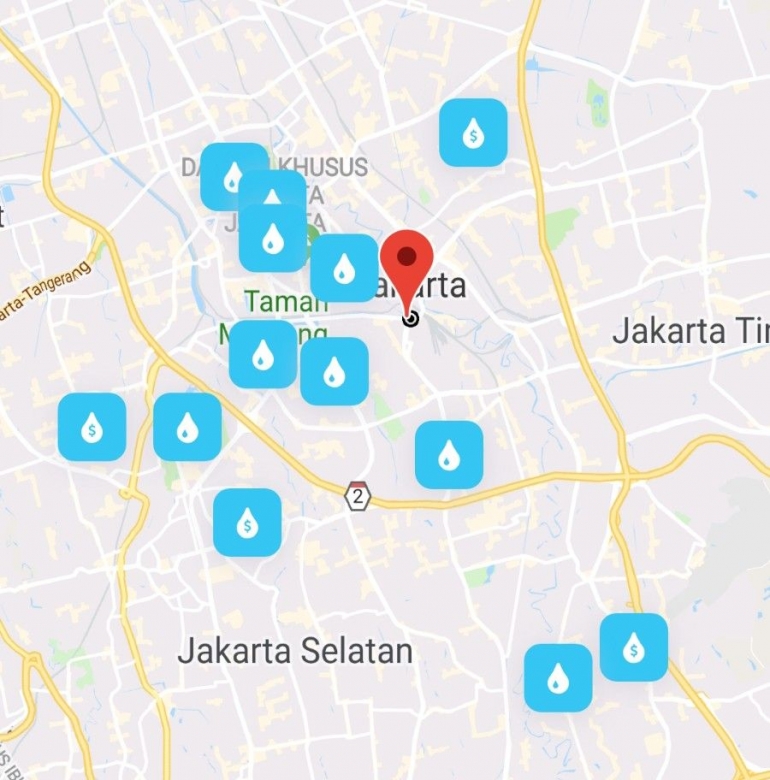 Lokasi water refill station di Ibukota Jakarta (Dokpri)
