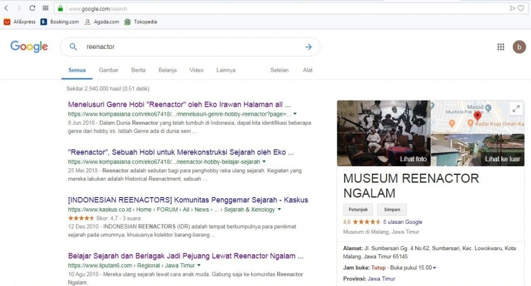 dokpri-capture dari google tanggal 20 maret 2019 dengan mencari Kata Reenactor