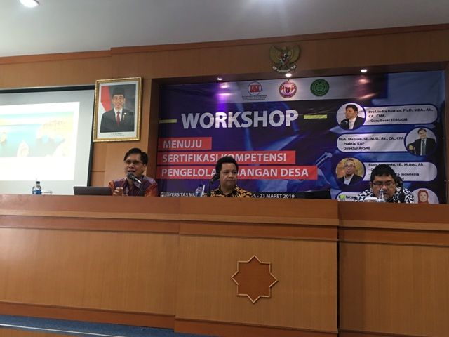 Sesi I Workshop dengan Pembicara Prof Indra Bastian dan Moh Mahsun, SE., M.Si, yang di Pandu oleh Rizal Yaya, Pd.D (Dekan FEB UMY)