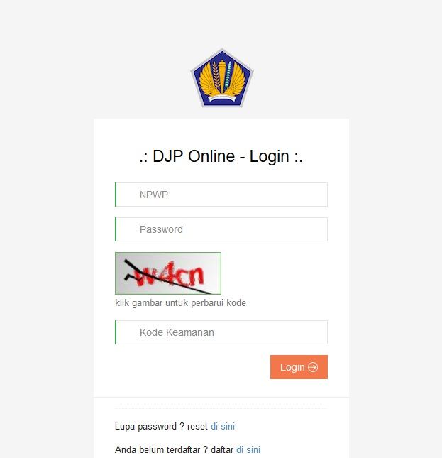 screenshoot laman DJP Online