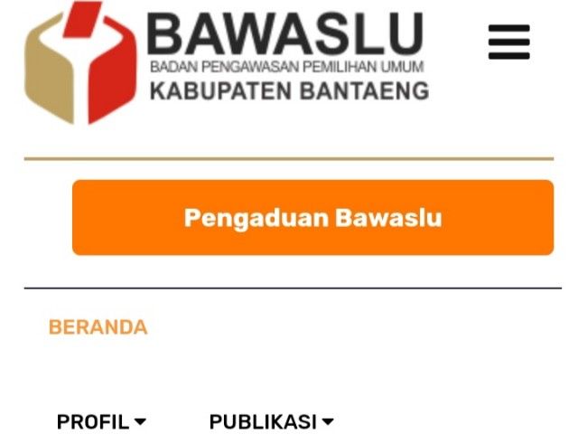 Halaman Beranda Website Bawaslu Kabupaten Bantaeng.