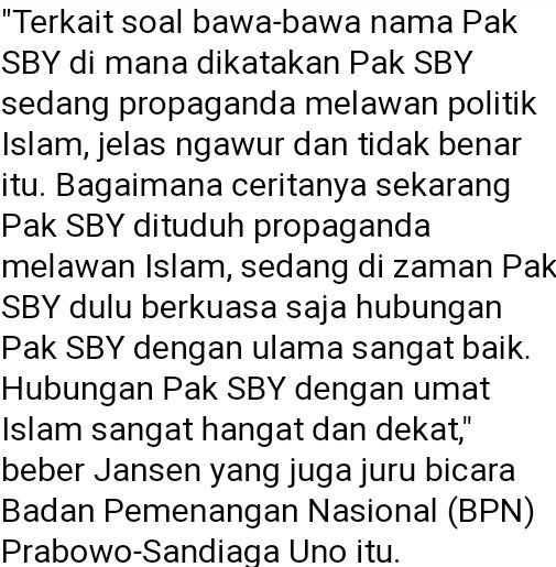 Tanggapan dari ketua DPP partai demokrat,Jansen sitindaon.sumber detik.com