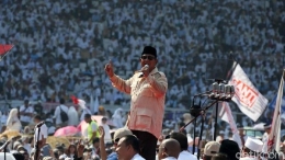 Prabowo ketika berpidato di SUGBK Jakarta. Foto | Detik.com