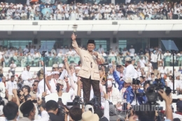 Ilustrasi Calon Presiden nomor urut 02 Prabowo Subianto saat memberikan orasi politik didepan masa pendukung di Stadion Utama Gelora Bung Karno (SUGBK), Jakarta Pusat. (Tribunnews/Jeprima)