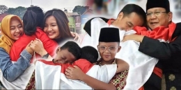 ilustrasi ketika orang-orang menirukan gaya pelukan Prabowo dan Jokowi (sumber: Gambar: viralnews.id)