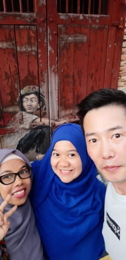 Selfie dengan oppa korea (dokpri)