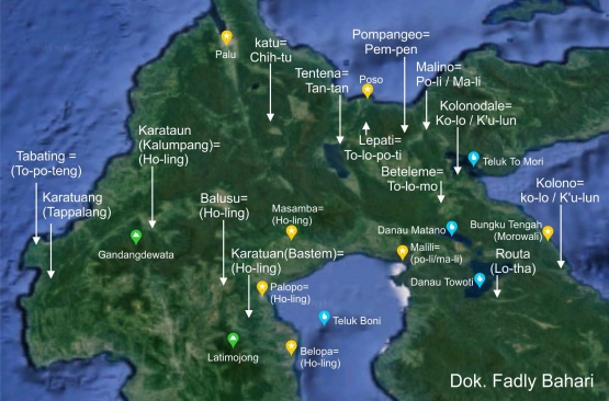 nampak pada sisi timur pulau Sulawesi wilayah Kolono dan Kolonodale yang besar kemungkinan adalah negara K'un-lun yang disebut dalam kronik Cina. (Dokpri)