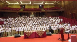 Pengurus GEKIRA masa bakti 2018-2022 usai dilantik oleh Prabowo Subianto di Padepokan Hambalang, Bogor, Jawa Barat, Selasa (10/4/2018)