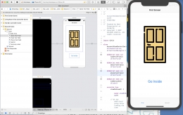 Tampilan Xcode dan simulator ios apps - tangkapan layar pribadi