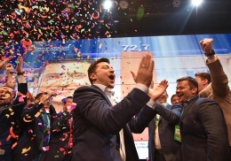 Komedian Ukraina Volodymyr Zelensky memenangkan Pilpres di Ukraina (Gambar: jawapos.com)