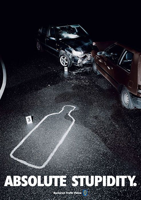 Visual storytelling berupa iklan Vodka Absolut tentang isu drunk driving. (Sumber: httpralfschwartz.typepad.com)