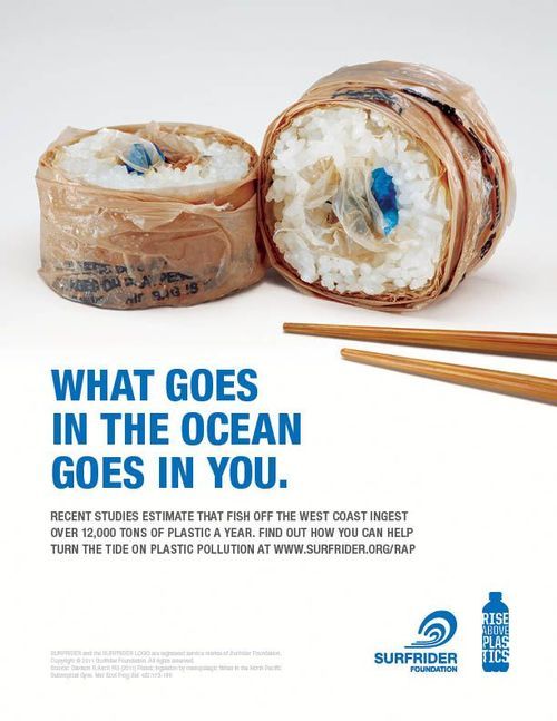 Visual storytelling berupa poster kampanye pengurangan sampah plastik di laut. (Sumber: imgur.com)