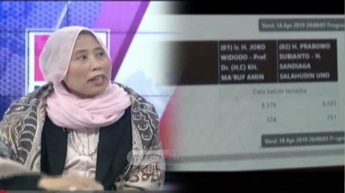 Mantan Komisioner KPU Chusnul Mariyah memberikan pendapat soal kesalahan data entry di Situng KPU. (Repro TV One) | wartakota.tribunnews.com