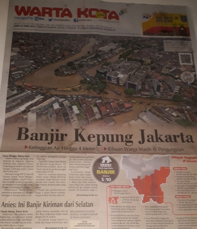 Ilustrasi: Koran Warta Kota Jakarta (27/04). Sumber: Pribadi 