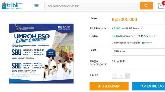 Deskripsi : Pilihan Cicilan di Blibli I Sumber Foto : Blibli.com