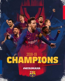 Ilustrasi juara La Liga 2018/19 untuk Barcelona. (Twitter.com/FCBarcelona)