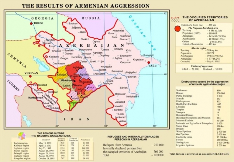 Map on results of Armenian aggression