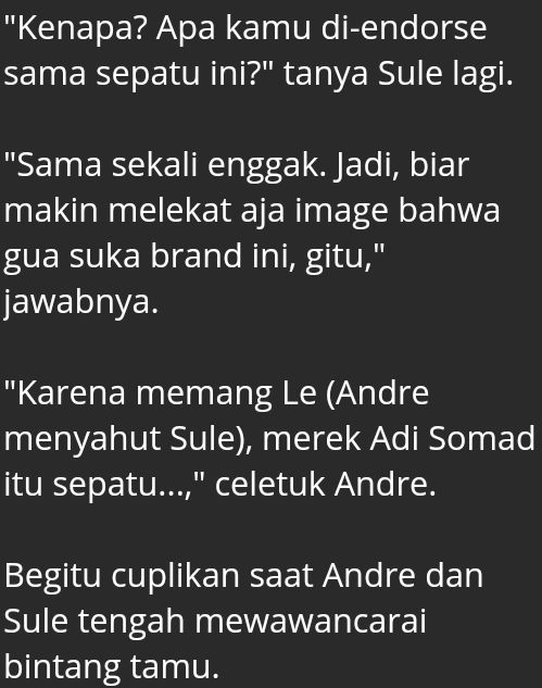 Cuplikan dialog andre taulany di suatu acara tv yang di permasalahkan. sumber: detikhot 1 mei 2019
