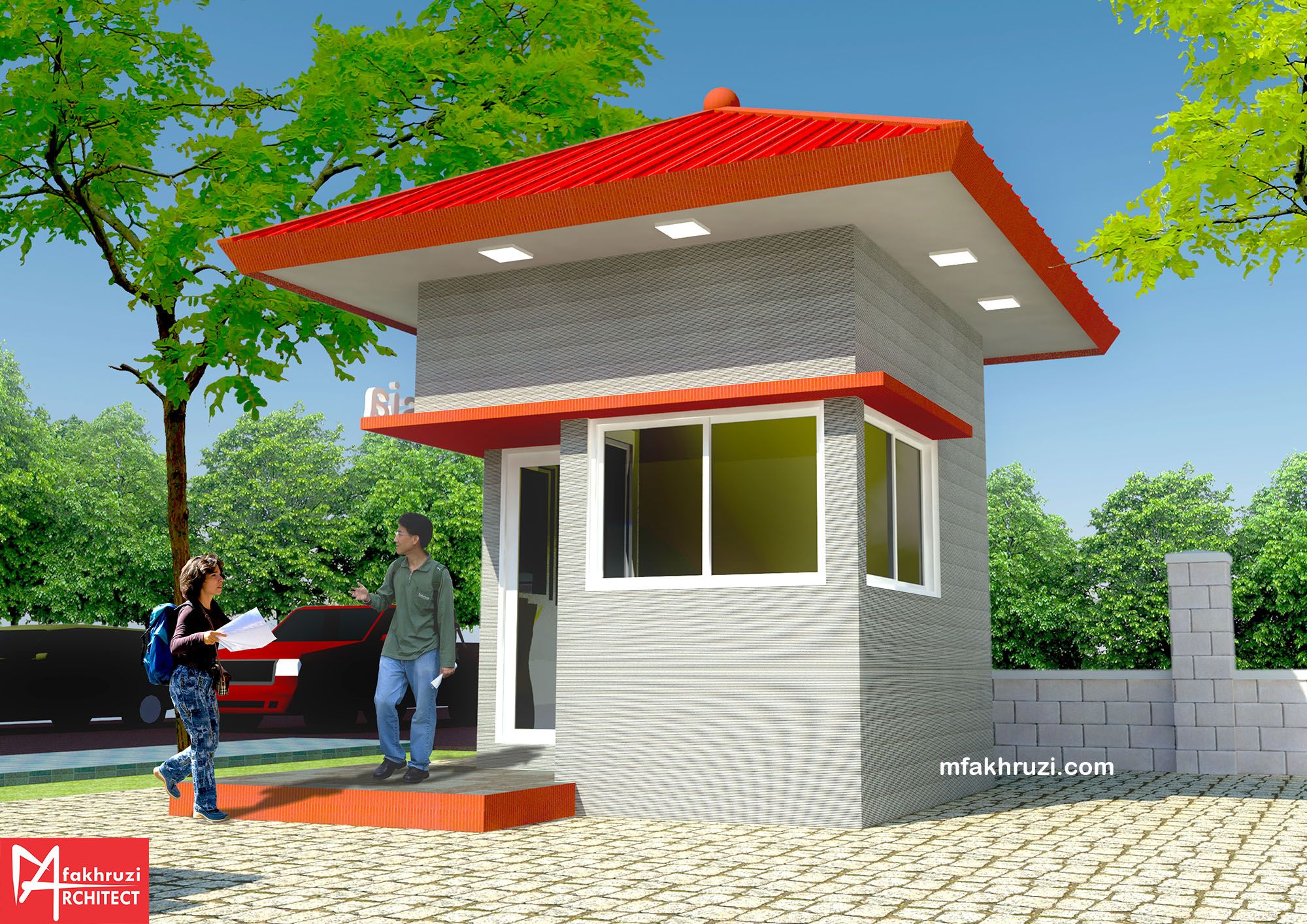 Tampak samping gambar design pos security (sumber: mfakhruzi.com)