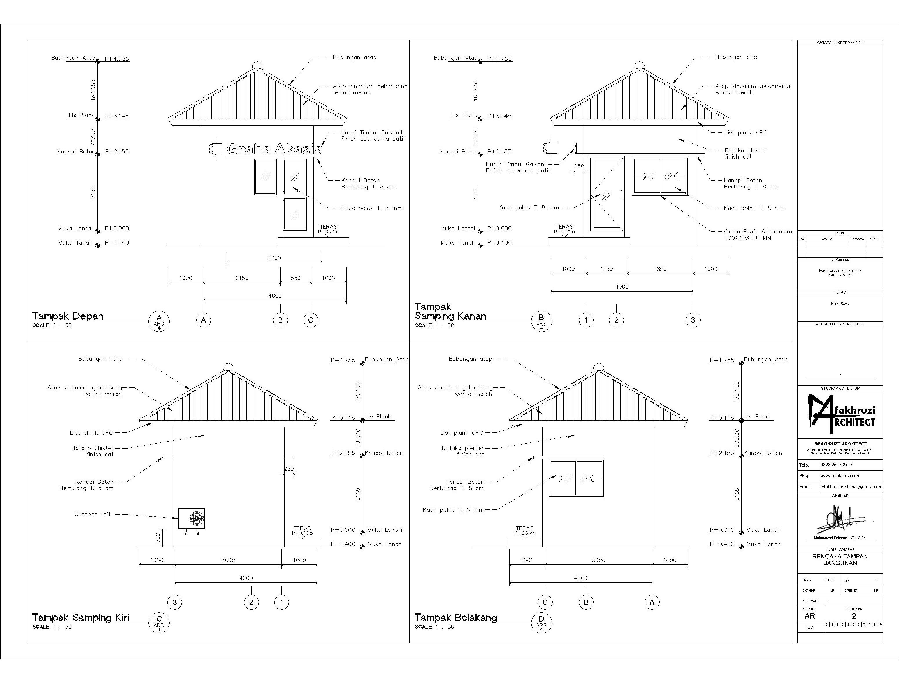 Gambar design tampak bangunan pos security (sumber: mfakhruzi.com)