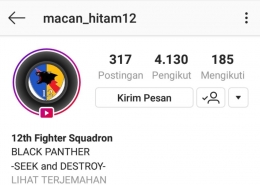 Akun instagram Skadron Udara 12 Black Panthers