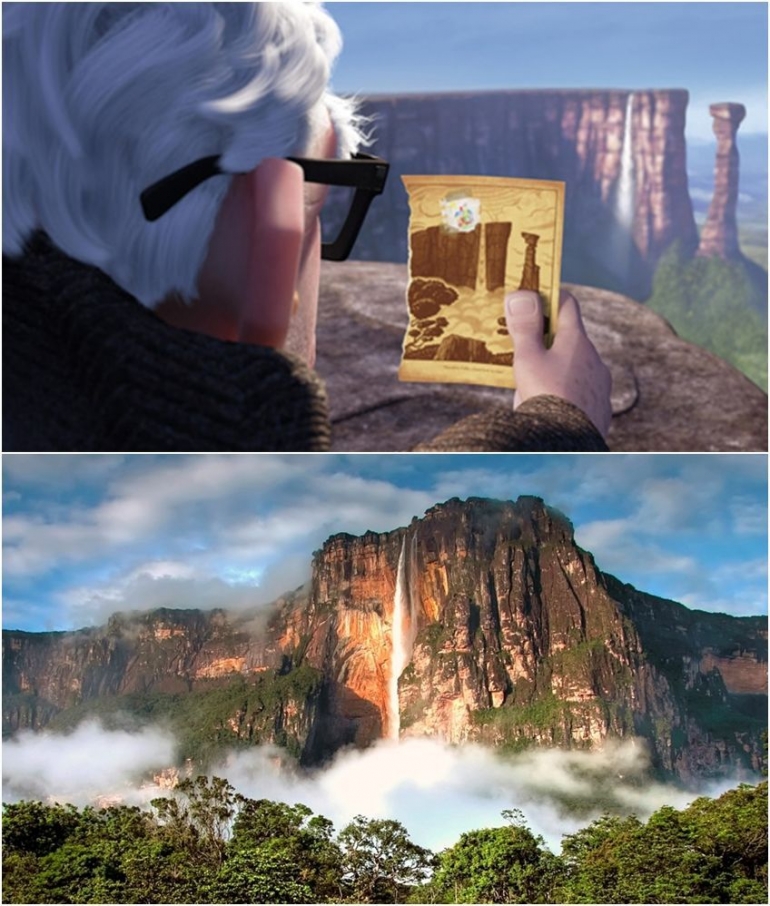 Film 'Up' dan Air terjun Angel Falls (Gambar: idntimes.com) 